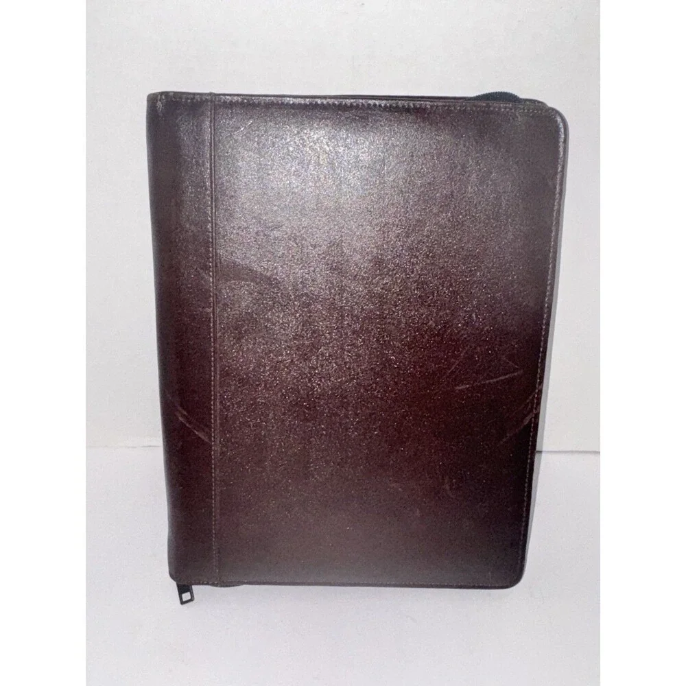 Vintage Samsill 70734 Brown Zip Portfolio Organizer Executive Padfolio